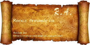 Rencz Annamária névjegykártya